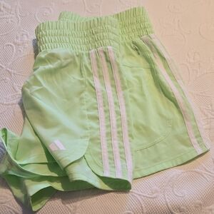 adidas Mint Green Women's Athletic Shorts with White Stripes